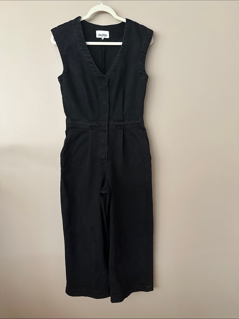 DU/ER Black Tailored Sleeveless V-Neck Jumpsuit